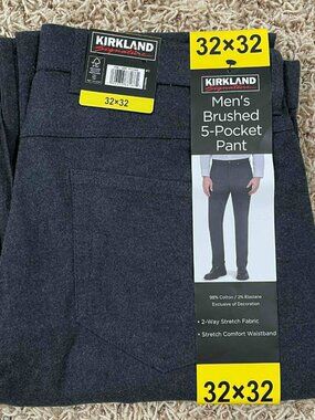 Kirkland Signature Men's Brushed 5-Pocket Pants Black, Size 32x32 (New)